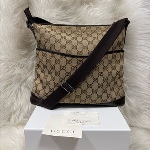 Authentic Gucci Brown Monogram Crossbody Bag